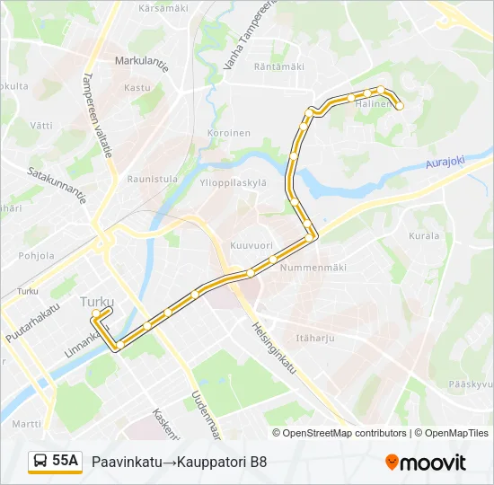 55A Bus Line Map