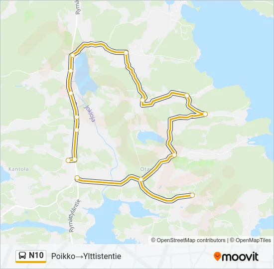 N10 Bus Line Map