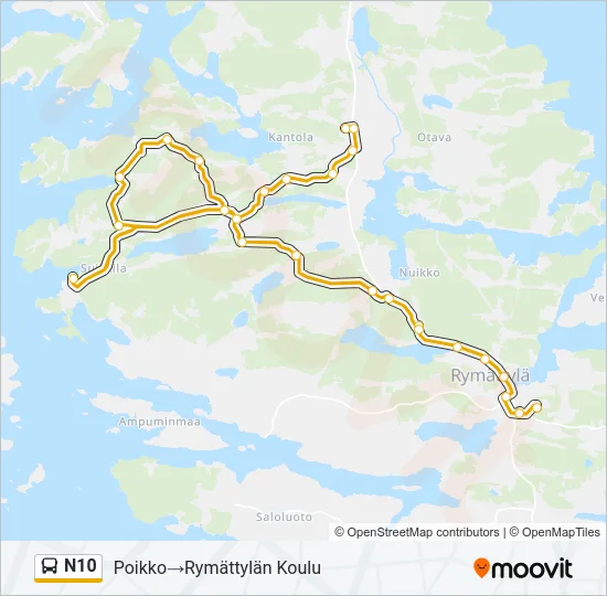 N10 Bus Line Map