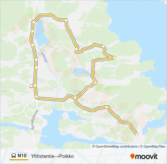 N10 Bus Line Map