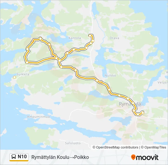 N10 Bus Line Map