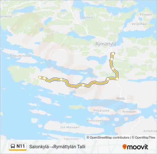 N11 Bus Line Map