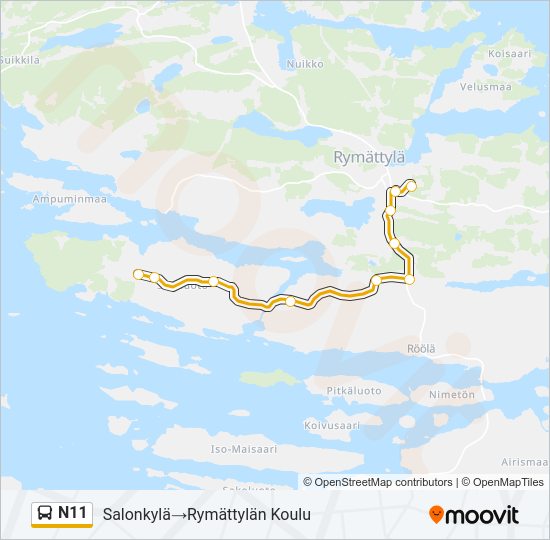 N11 Bus Line Map