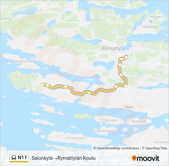 N11 Bus Line Map