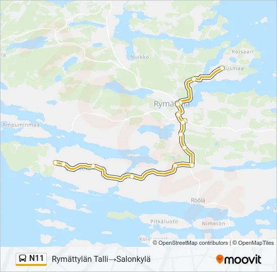N11 Bus Line Map
