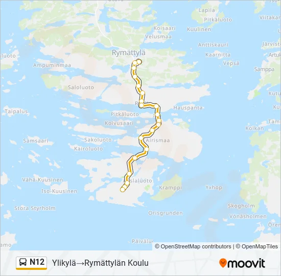N12 Bus Line Map