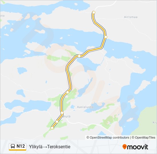 N12 Bus Line Map