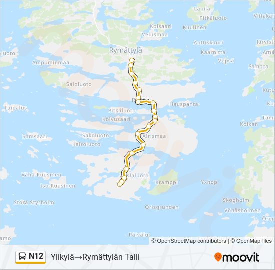 N12 bus Line Map