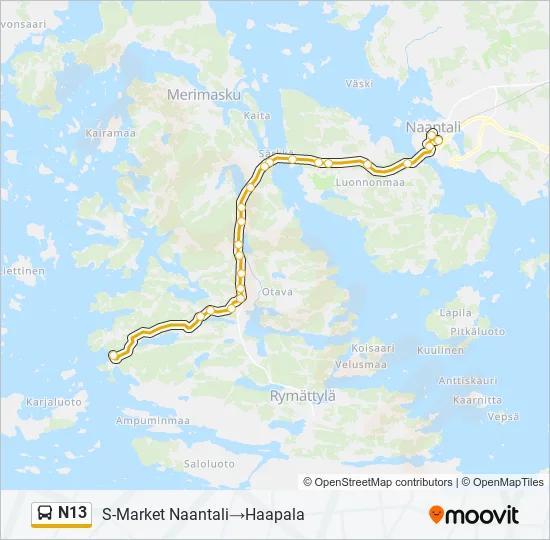 N13 Bus Line Map