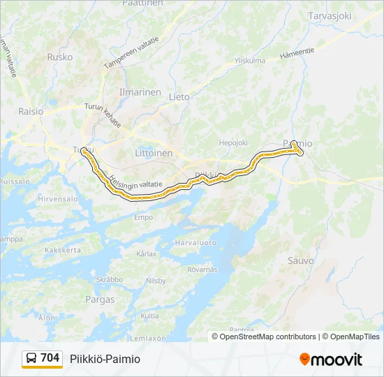 704 Bus Line Map