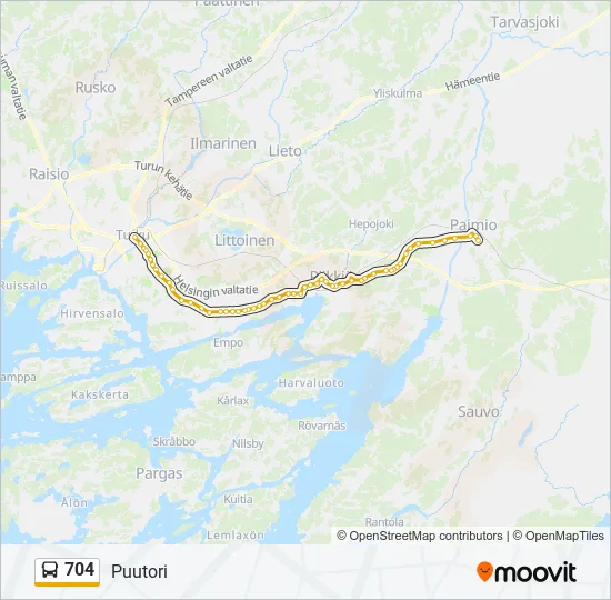 704 Bus Line Map