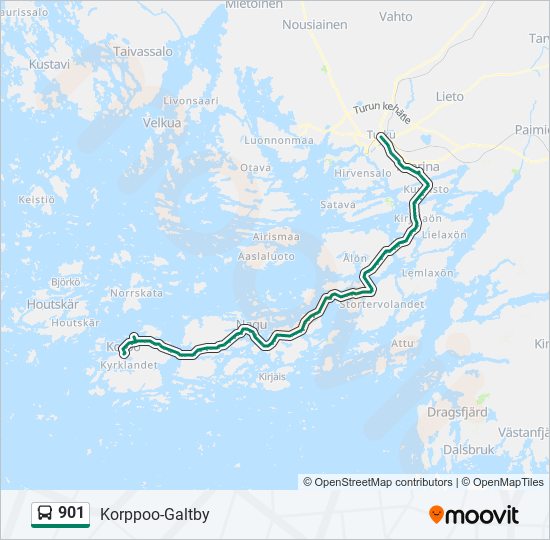 Bus 901 Route Map 901 Route: Schedules, Stops & Maps - Korppoo-Galtby (Updated)