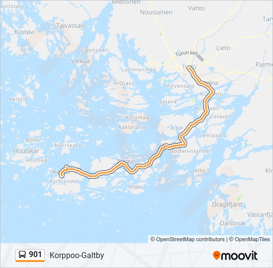 901 bussi -linjakartta