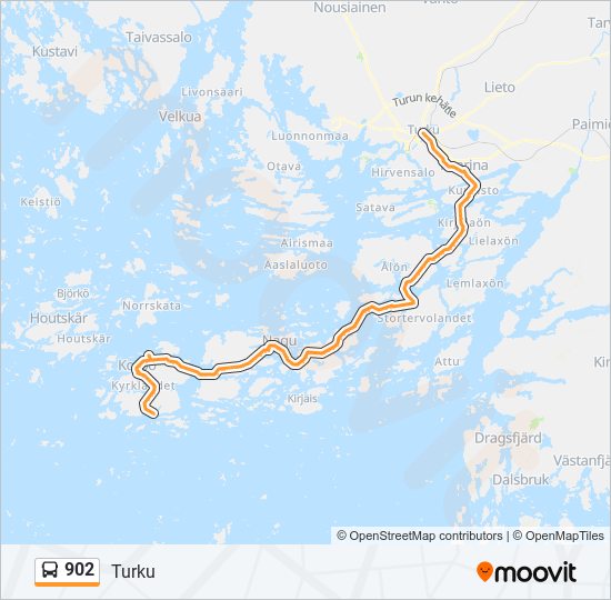 902 Reitti: Aikataulut, pysäkit ja kartat – Turku (päivitetty)