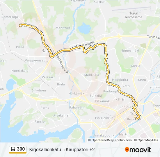 300 bussi -linjakartta