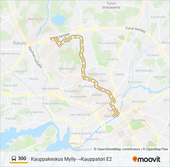 300 bussi -linjakartta