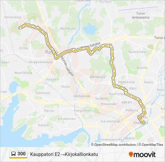 300 bussi -linjakartta