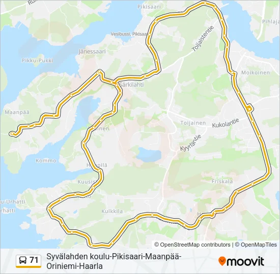 71 Bus Line Map