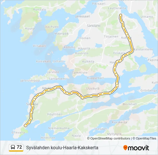 72 Bus Line Map