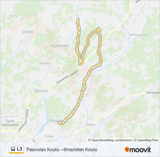 L3 bussi -linjakartta