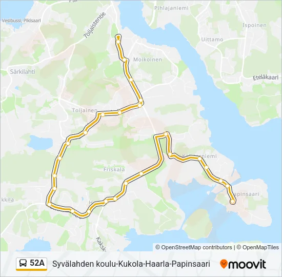 52A Bus Line Map