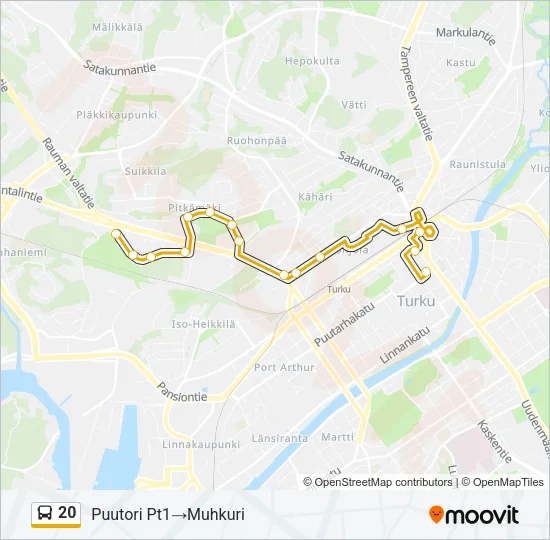 20 bussi -linjakartta