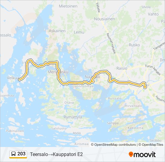 203 bus Line Map