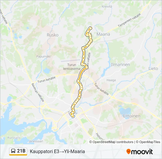 21B Bus Line Map