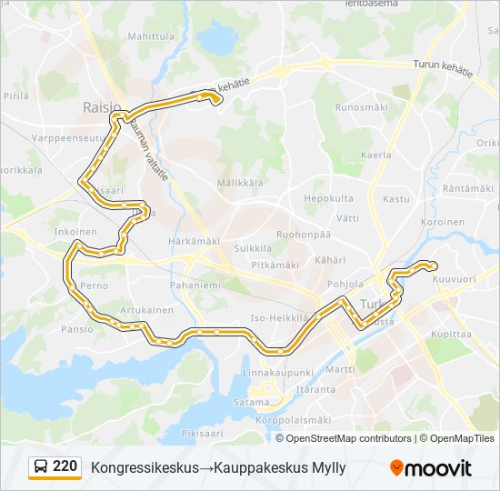 220 bus Line Map