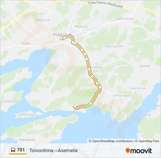 701 bus Line Map