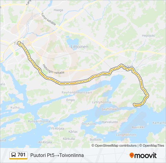 701 bus Line Map