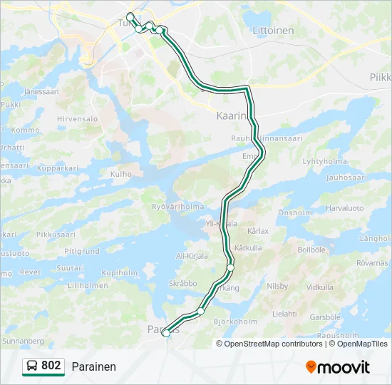 802 bussi -linjakartta
