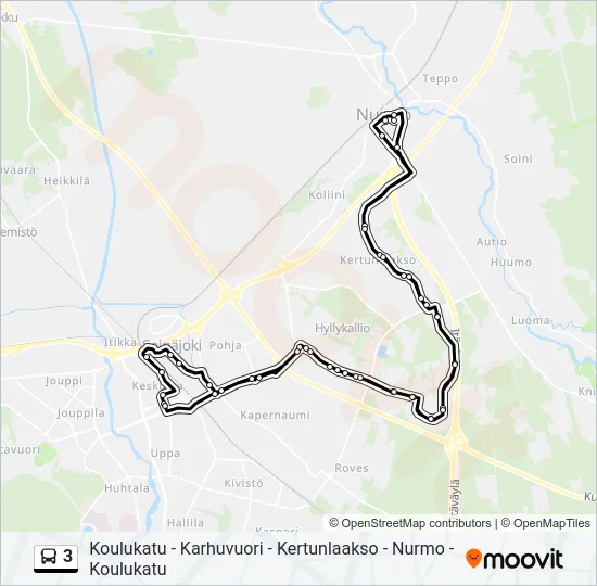 3 Bus Line Map