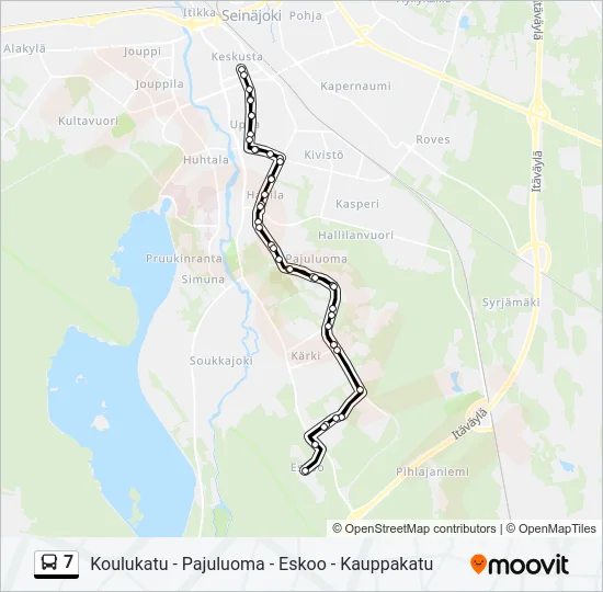 7 bussi -linjakartta