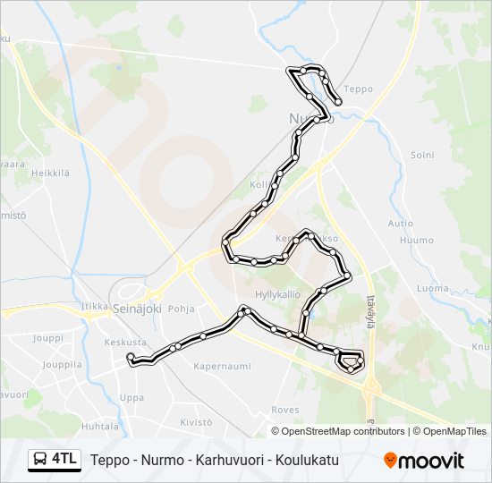 4TL bussi -linjakartta