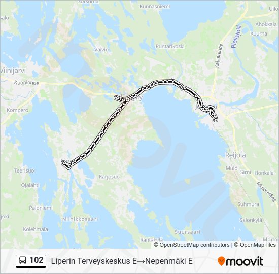 102 Route: Schedules, Stops & Maps - Liperin Terveyskeskus E‎→Nepenmäki ...