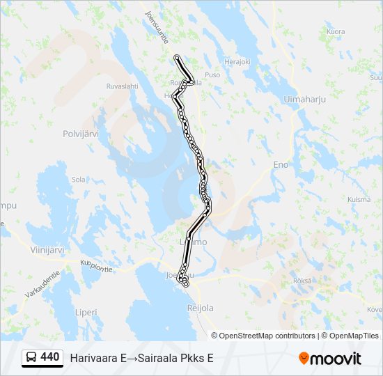 440 bussi -linjakartta