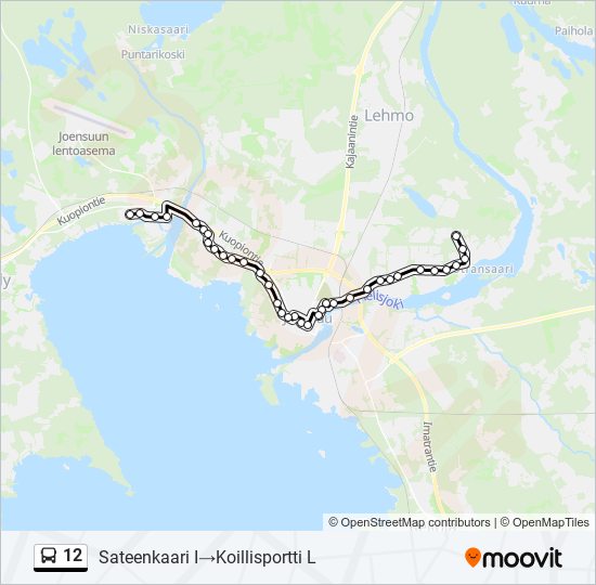12 bussi -linjakartta