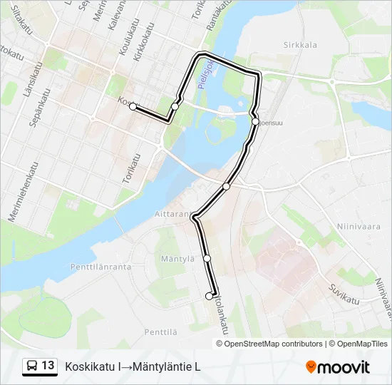 13 Bus Line Map