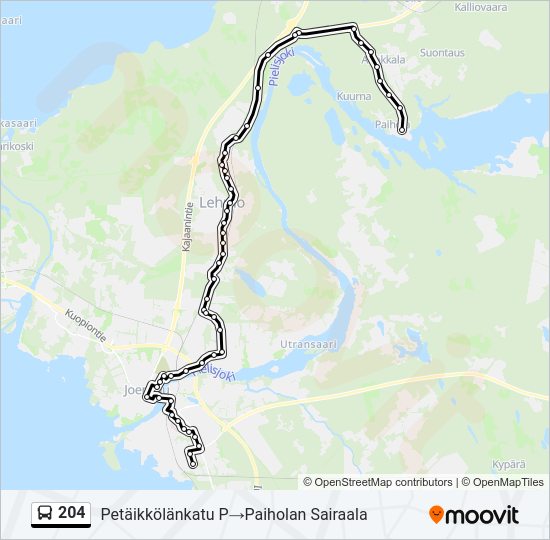 204 bussi -linjakartta