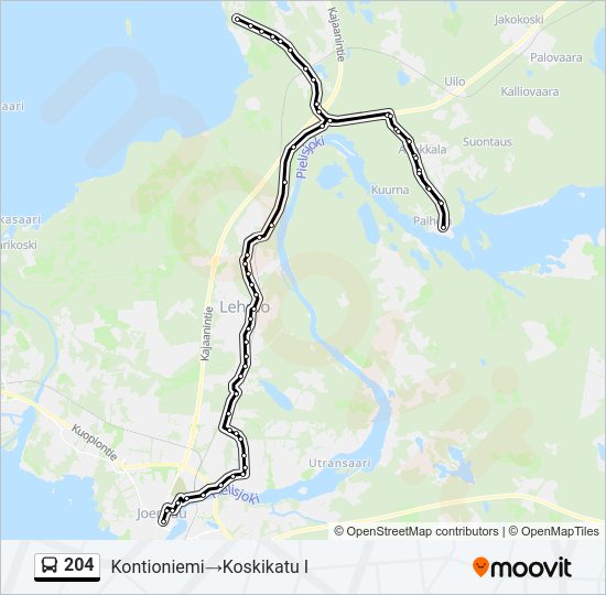 204 bussi -linjakartta