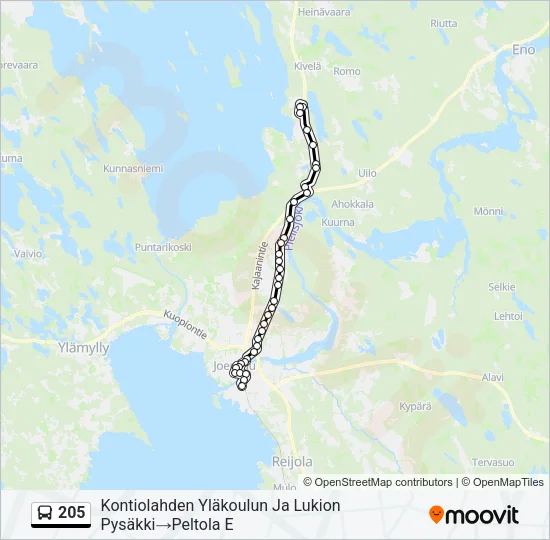 205 Bus Line Map