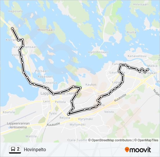 2 Reitti: Aikataulut, pysäkit ja kartat – Hovinpelto (päivitetty)