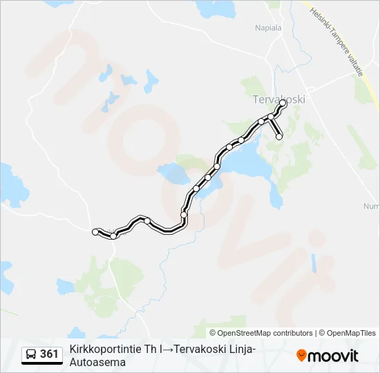 361 Bus Line Map