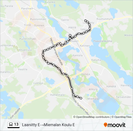 13 Bus Line Map