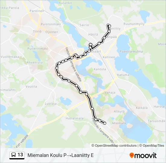 13 Bus Line Map