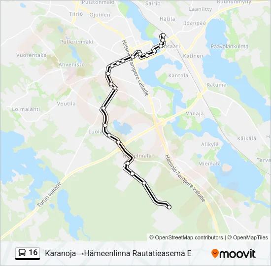 16 Bus Line Map