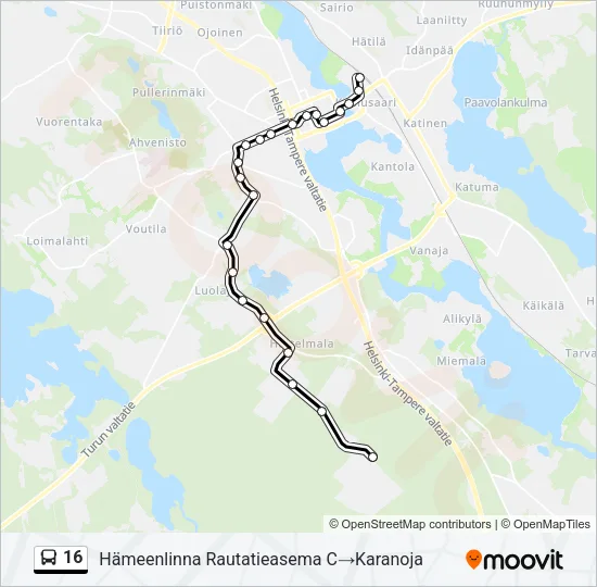 16 Bus Line Map