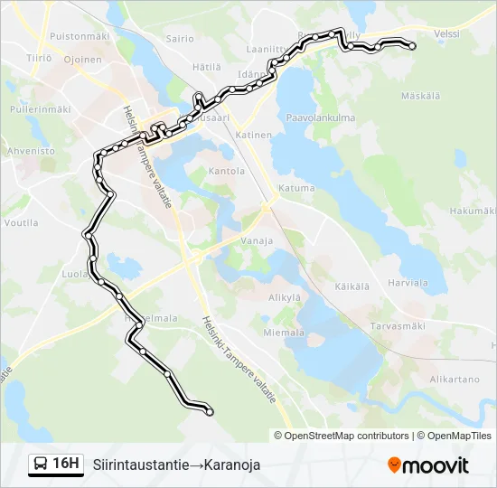 16H Bus Line Map