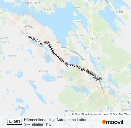 501 Bus Line Map